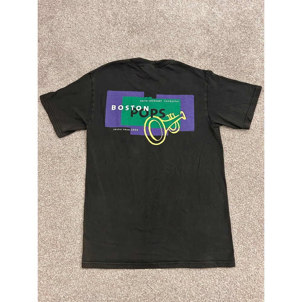 Y2K Hanes Boston Pops T Shirt Adult S Black Excellent Celtic Tour 2000 Lockhart